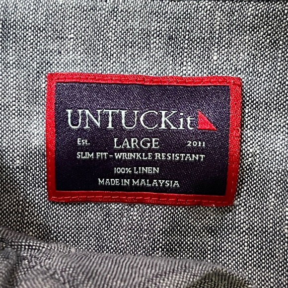 Untuckit SlimFit Blue Linen Shirt Sz Large - Picture 8 of 11